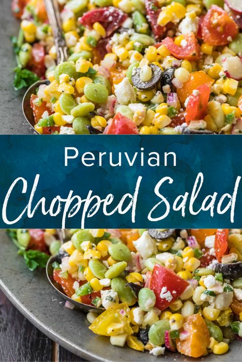 Peruvian Salad, Chopped Salad Recipe, Peruvian Dishes, Chopped Salad Recipes, Peruvian Cuisine, Simple Vinaigrette, Cookie Rookie, Simple Salad, Summer Corn Salad