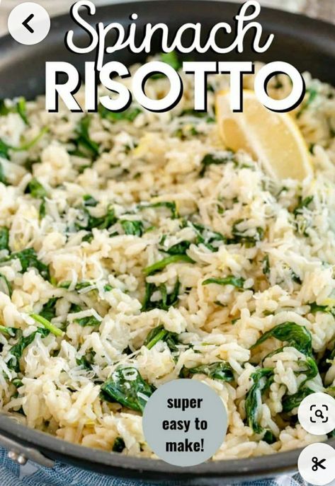 Spinach Rissoto Recipes, Spinach Parmesan Risotto, Lemon Spinach Risotto, Chicken And Spinach Risotto, Risotto Recipes Lemon, Creamy Spinach Rice, Rissoto Recipes Lemon, Lemon Spinach Rice, Crock Pot Risotto Recipes