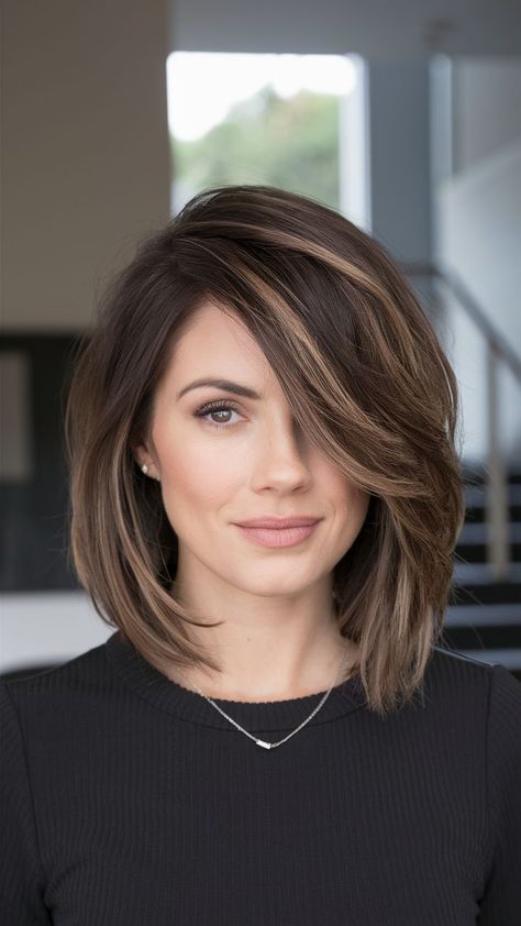 #shorthairstyle #hairinspo #pixiecut #bobhaircut #trendyhair #shorthairdontcare #hairstyleideas #choppybob #modernhair #lowmaintenancehair #effortlesshair #shortandchic #hairgoals #easyhairstyle #shorthairlove Mom Hair Color Ideas Dark, Dark Brown To Light Brown Balayage Short Hair, Balayage For Dark Brown Short Hair, Chocolate Brown Balayage Short Hair, Dark Brown Hair With Highlights Medium Length, Low Lights For Dark Hair, Mocha Balayage Dark Brown, Chocolate Mocha Hair Color, Brown Lob Hair