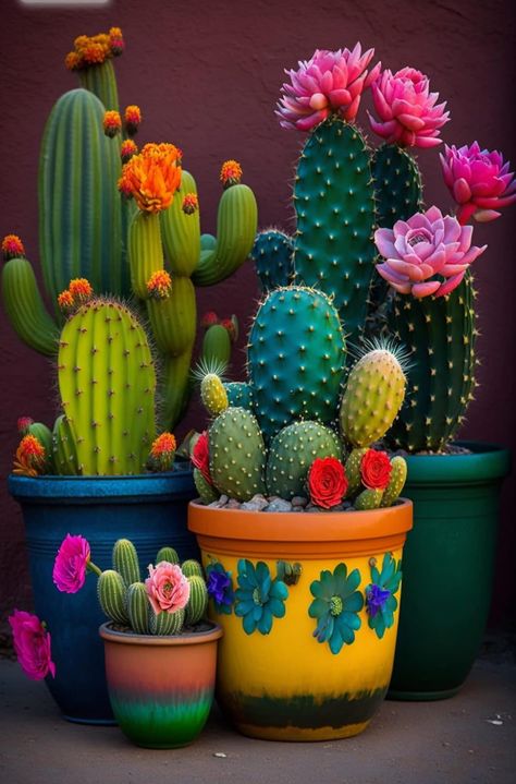 Cactus Reference, Mexican Cactus Art, Garden Paintings, Colorful Cactus, Cactus Pictures, Child Activities, Wall Decor Bathroom, Art Cross Stitch, Plants Art