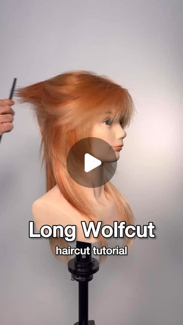 Wolfcut With Long Hair, Long Layered Haircut Tutorial, Long Wolfcut Tutorial, Wolfcut On Long Hair, Haircut For Volume Hair, Wolfcut Hair Long Straight Unstyled, How To Cut Scene Hair, Wolf Cut How To, Wolfcut Hair Long Tutorial