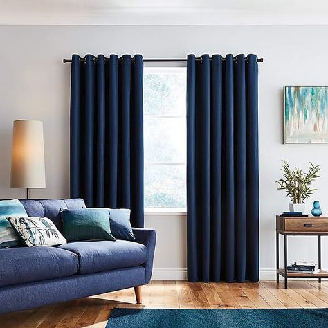 Navy Blue Curtains Bedroom Ideas, Navy Curtains Bedroom, Blue Curtains Bedroom, Blue Curtains Living Room, Curtain Interior, Curtains Dunelm, Navy Curtains, Navy Blue Curtains, Blue Blackout Curtains