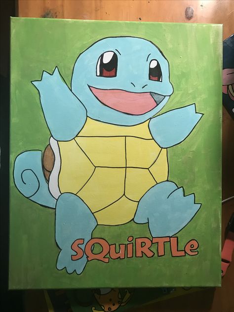 Hand painted Pokémon canvas art. Squirtle. Squirtle Painting, Pokemon Art Canvas, Charizard Painting Canvas, Squirtle Painting Canvas, Eevee Canvas Painting, Pokemon Oil Painting, Squirtle Canvas Art, Pokemon Painting, Painting Canvases