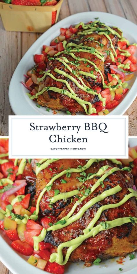 Chicken And Strawberries, Dinner Recipes With Strawberries, Dinner With Strawberries, Strawberry Marinade, Strawberry Dinner Recipes, Unique Chicken Breast Recipes, Strawberry Chicken Recipes, Savory Strawberry Recipes, Strawberry Bbq Sauce