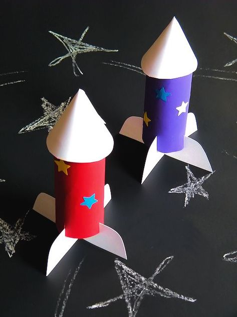 Rocket Ship Craft, Cardboard Rocket, Space Crafts For Kids, Transportation Crafts, Rocket Ships, Cardboard Rolls, Ship Craft, Kind Of Blue, Toilet Paper Roll Crafts