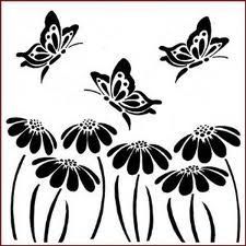 Stencil Designs Creative, Daisy Stencil, Imagination Crafts, Butterfly Stencil, Mixed Media Diy, Dragon Silhouette, Flower Silhouette, Deco Stickers, Stencil Templates