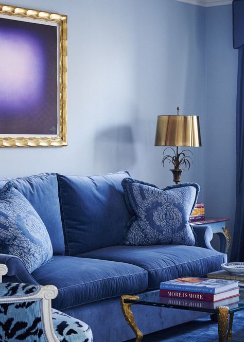 Interior Design: Blue & Purple by Alex Papachristidis, New York Home Colour Design, Purple Interior Design, Alex Papachristidis, Colorful Interior Design, Purple Interior, Purple Rooms, Interior Design Color, Blue Photo, Blue Rooms