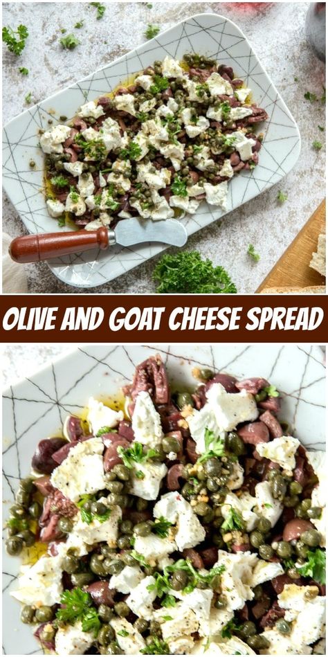 Cheese Olives Appetizer, Goat Cheese Spread, Olive Appetizer, Goat Cheese Appetizer, Goat Cheese Recipes, Olive Recipes, Recipes Appetizers And Snacks, Wellness Recipes, Favorite Appetizers