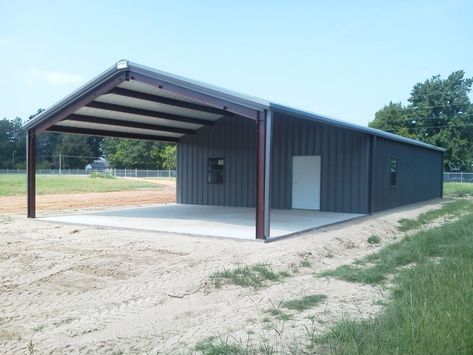 40x40 Shop, Commercial Steel Building Design, 40 X 60 Metal Shop, Metal Shop Building 40x60 With Lean To, Preengineered Metal Building, Metal Shop Building 40x60 Pole Barn, Pole Barn Ideas, Diy Carport, Modern Bungalow House Design