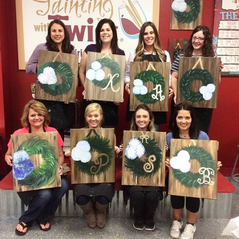 Painting With A Twist Ideas, Twist Ideas, Painting With A Twist, Family Painting, Paint Night, Holiday Painting, Christmas Signs Wood, Christmas Signs, Art Art