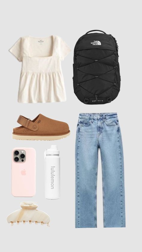 cute outfits / back to school outfit #wishlist #cute #fyp #backtoschool #ootd #outfit #fall School Outfits With Backpack, Cheap College Backpack With School Spirit Style, Trendy Everyday Backpack For Back To School, Trendy Backpack For Everyday And Back To School, Fall Outfits Shuffle, The North Face Everyday Bag For Back To School, Fall School Outfits Highschool, Cute Basic Outfits For School, School Trip Outfit