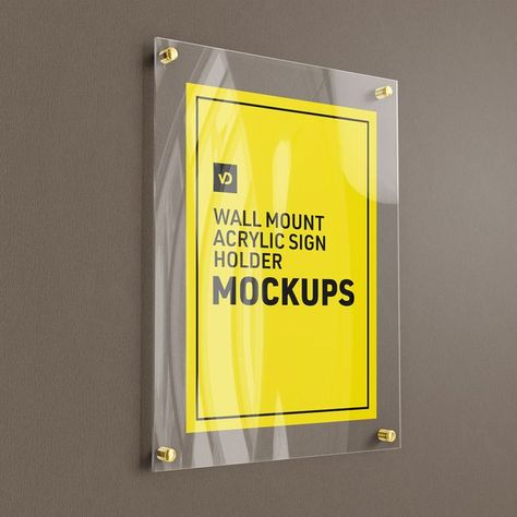 Wall Mount Acrylic Sign Holder Mockup Acrylic Sign Holder, Free Mockup Templates, Sign Holder, Mockup Templates, Acrylic Sign, Free Mockup, Free Psd, Mockup, Wall Mount