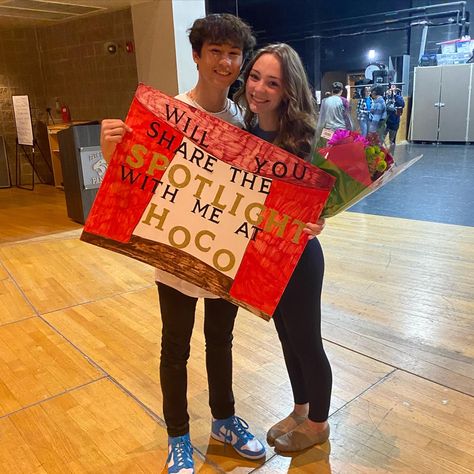 Will you share the spotlight with me at hoco? Hoco proposal Hoco Proposals Ideas Theatre, Hoco Proposals Ideas Lightning Mcqueen, Theater Kid Hoco Proposal, Theater Hoco Proposal, Theatre Hoco Proposals, Theater Promposal, Proposal Paper, Homecoming Signs, Dance Proposal