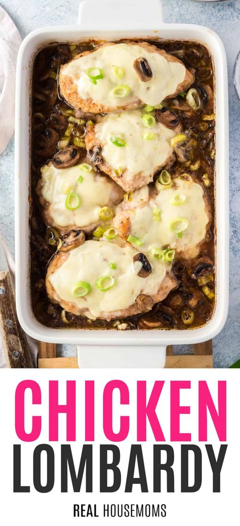 Chicken Lambriado, Weeknight Chicken Dinner, Chicken Lombardy Recipes, Chicken Lombardy, Weeknight Chicken, Cheese Wine, Chicken Marsala, Dinner Entrees, Poultry Recipes