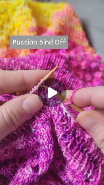 Katie | Knitting & Oils on Instagram: "💜 Russian Bind Off 💜  This is a great option when you need a little extra stretch in your bind off. Knit 1, slip both stitches back to the left needle and then knit them together through the back loop.   Save this post to give this bind off a try!" Stretchy Bind Off Knitting, Knitting Bind Off, Russian Knitting, Casting Off Knitting, Bind Off Knitting, Stretchy Bind Off, Extreme Knitting, Sewing Binding, Cast Off