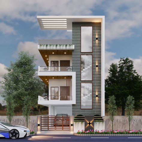 Triplex House, 3 Storey House, 3 Storey House Design, Narrow House Designs, House Outer Design, Outer Design, Best Modern House Design, House Design Exterior, Modern Villa Design