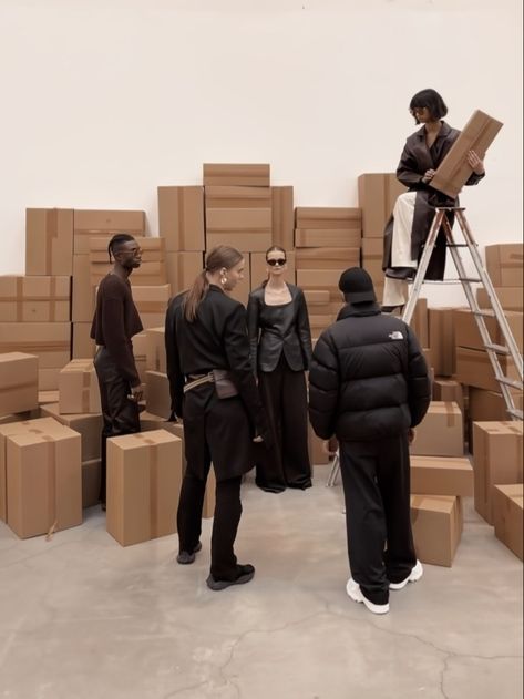 Storage Unit Photoshoot, Frequency Aesthetic, Warehouse Fashion, Factory Photography, Black Friday Fashion, Sports Design Ideas, High Fashion Men, African Paintings, Studio Photography Lighting