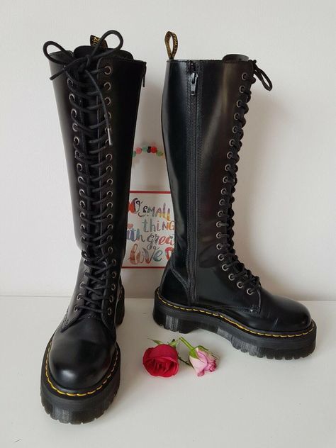 I have a selection of more than 500 pair of RARE, VINTAGE Dr Martens boots. Please visit my SHOP to check out my other DOCs. I will be listing new ones every day.  Rare Dr Martens Britain black 20 eye 1b60 platform tall knee high zip UK5 EU38 Let me know in case you have any questions Rare Dr Martens, High Doc Martens, Doc Martens Women, Vintage Dr Martens, Dr Martens Jadon, Dr Martens Boots, Character Inspo, Wearing Clothes, Doc Martens