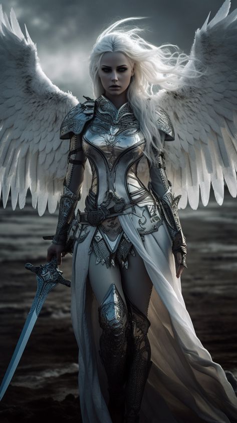 Warrior Angel, Female Armor, Angel Artwork, Angel Warrior, Fantasy Sci Fi, Angel Pictures, Fantasy Armor, Angels And Demons, Fantasy Warrior