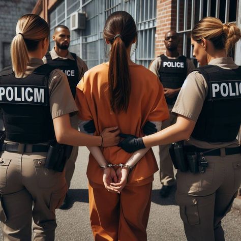 Jail Photoshoot, Crew Photoshoot, Prisoner Handcuffs, M50 Gas Mask, Prison Jumpsuit, Female Police, Female Police Officers, Female Cop