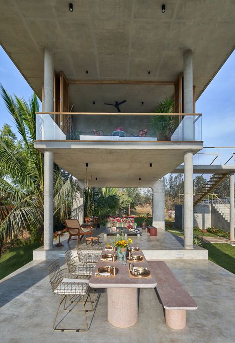 A Bengaluru home becomes a perfect nature retreat | Wallpaper Beach House On Stilts, Stilt House, Elevated House, Nature Retreat, Concrete Houses, House On Stilts, Weekend House, Artistic Installation, Concrete House