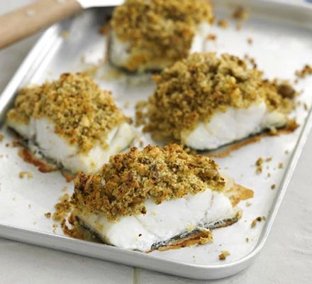 Crusted Fish, Cod Fillets, Healthy Pesto, Green Pesto, Bbc Good Food Recipes, Wild Rice, Food Shows, Quick Healthy, Food Magazine