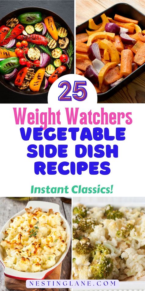 25 Best Weight Watchers Vegetable Side Dish Recipes to add variety to your favorite, healthy dinners. There's something for everyone! Low Calorie Vegetable Recipes, Vegetable Side Dish Recipes, Meatloaf Side Dishes, Low Calorie Side Dishes, Weight Watchers Vegetarian, Weight Watchers Meals Dinner, Low Calorie Vegetables, Vegetable Casserole Recipes, Vegetable Side Dish