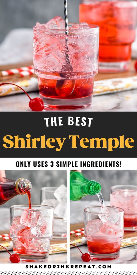 Alcoholic Shirley Temple Drink, Sherly Temple Drink Recipe Alcohol, Shirly Temple Drink Recipe Kids, Mocktail Shirley Temple, Shirly Temple Drink Recipe, Sherry Temple Drink Recipe, Homemade Shirley Temple, Cherry Temple Drink, How To Make A Shirley Temple Drink