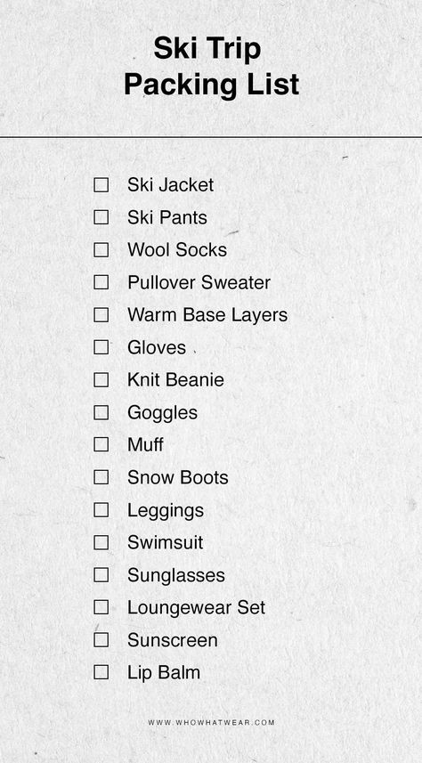 The Ultimate Ski Trip Packing List: 15 Essentials to Bring | Who What Wear UK What To Bring On A Ski Trip, One Week Ski Trip Packing List, Travel Essentials Winter, Snow Essentials, Tahoe Outfits, Ski Packing List, Trip Supplies, Ski Essentials, Ski Trip Packing List