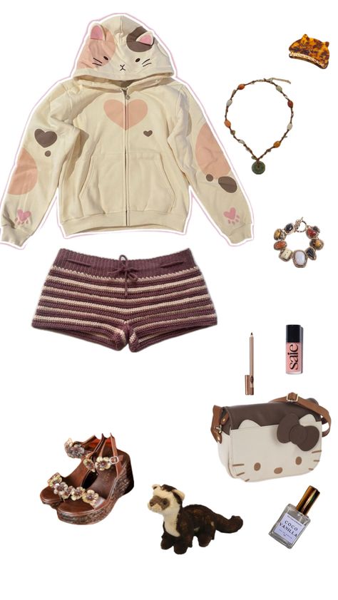 #neutral #outfit #inspo #brown #tan #cat Gyaru Shein Finds, Cat Themed Clothes Aesthetic, Brown Kawaii Aesthetic Outfits, Cheetah Gyaru Outfit, Gyaru Cheetah Print, Goth Cottagecore, Gyaru Fashion, Kawaii Fashion Outfits, Neutral Outfit