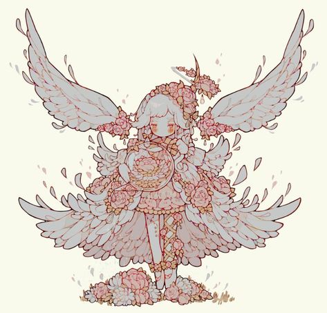 Cupid Character Design, Chibi Wings, Cupid Character, Cupid Drawing, Character Design Art, Sketchbook Art Journal, Pretty Drawings, Poses References, 영감을 주는 캐릭터