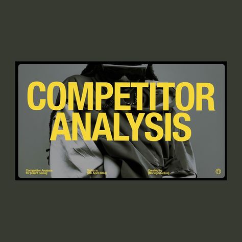 Need to know where your brand sits within the market? A Competitor Analysis is for you. If you’re a business owner - do it yourself with our Competitor Analysis Template. If you’re a creative, offer Competitor Analysis to your clients with our template. A Competitor Analysis should be the very first thing you do when you come up with your business idea. It will tell you if there is space for you in the industry. Competitor Analysis will also show you how you can set yourself apart from ... Competitors Analysis, Presentation Deck, Branding Tools, Brand Presentation, Brand Strategist, Competitor Analysis, Ring Der O, Proposal Templates, Brand Guidelines