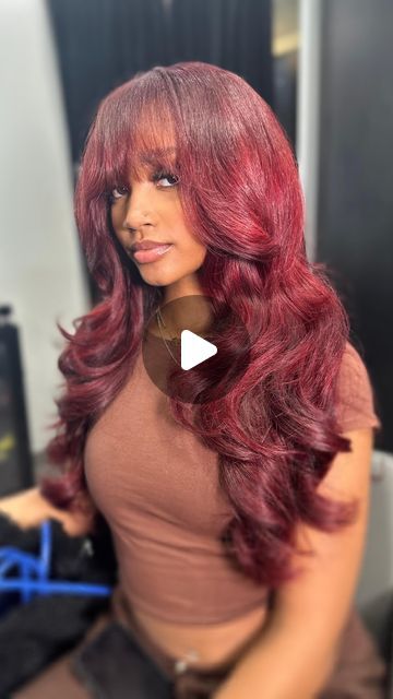 ATLANTA HAIRSTYLIST 📍 on Instagram: "Pull up on me and let’s make magic 🪄💕 y’all see the reaction right ? 😂 Quickweave using 4 bundles of raw body wave Vietnamese from my collection. Book with Narae for this style and choose Quickweave +layered cut for this style JULY BOOKS ARE OPEN #redhairdontcare #redhead #redhair #quickweave #quickweaveatl #quickweaveatl #atlquickweaves #atlquickweave #bang #bangs #bangstyle #atlbangs #sewin #atlsewins #atlsewin" Quickweave With Bangs, Curled Bangs, Red Weave, Red Hair Don't Care, Layered Cut, How To Style Bangs, Quick Weave, Layered Cuts, Pull Up