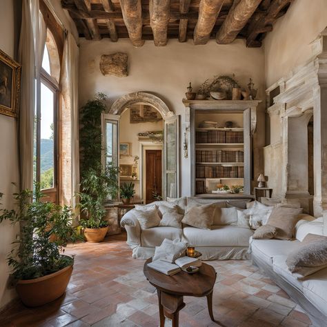 NA Southern Italy Interior Design, Italy Vineyards Aesthetic, Tuscan Home Aesthetic, Tuscan House Decor, Italy Home Aesthetic, Italian Farmhouse Bedroom, Italy Room Aesthetic, Italy House Aesthetic, Italy House Interior