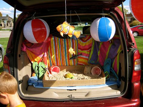 Trunk or Treat by rkramer62, via FlickrMaybe we'll have a beach theme for trunk or treat this year. Christmas Trunk Or Treat Ideas, Christmas Trunk Or Treat, Church Trunk, Halloween Car Decorations, Trunk Or Treat Ideas, Harvest Fest, Halloween Traditions, Harvest Party, Treat Ideas