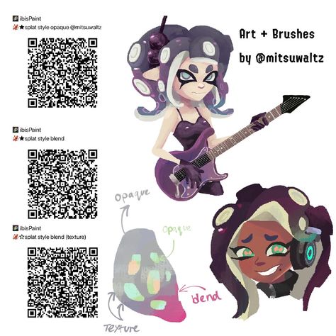 Splatoon Hair Styles, Splatoon Color Palette, Splatoon Art Style Tutorial, Splatoon Tutorial, Splatoon Brush Ibis Paint, Splatoon Art Style, Splatoon Artstyle, Brushes Ibispaint, Ibis Brush