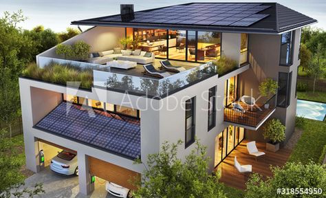 Modern House With Roof Deck, House Rooftop Ideas, House With Rooftop Deck, Modern Roof Design Rooftop Deck, Rooftop Patio Design, Apartments Exterior, Rooftop Terrace Design, Rooftop Design, Modern Small House Design