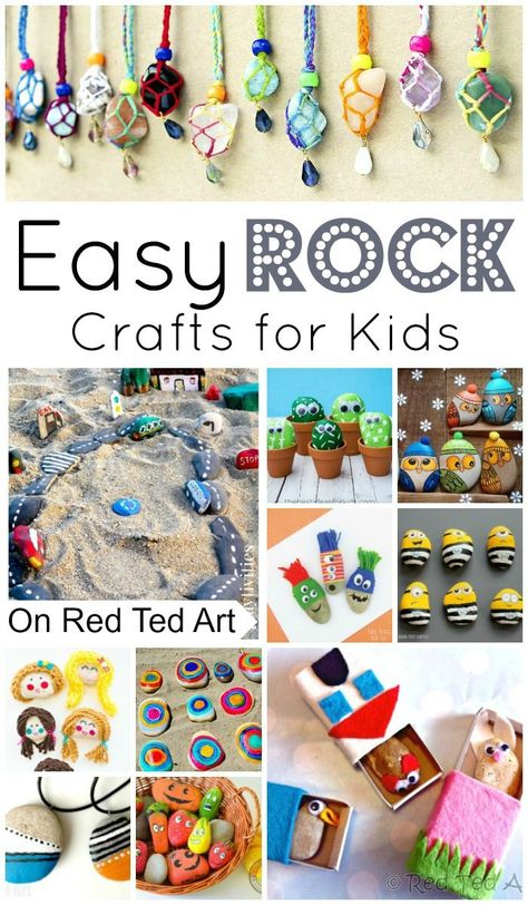 Easy Rock Crafts for Kids - my kids love collecting rocks when on holiday. Here are some wonderful easy rock crafts for kids to make! Rock Crafts For Kids, Collecting Rocks, Red Ted Art, Summer Crafts For Kids, Easy Arts And Crafts, Crafts For Kids To Make, Fun Craft, Camping Crafts, Easy Crafts For Kids