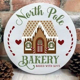 North Pole Bakery, North Pole Sign, Christmas Things To Do, Cricut Christmas Ideas, Bakery Kitchen, Christmas Photo Props, Christmas Craft Fair, Cricut Christmas, Silhouette Christmas