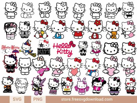 Hello Kitty SVG Bundle (FSD-J55) - Store Free SVG Download Hello Kitty Cricut, Hello Kitty Svg, Band Svg, Hello Kitty Christmas Tree, Hello Kitty Bow, Cricut Stencils, Random Crafts, Princess Fashion, Mermaid Svg