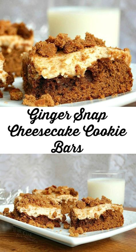 Ginger Snap Cheesecake, Cheesecake Cookie Bars, Cheesecake Cookie, Will Cook For Smiles, Soft Gingerbread, Bar Desserts, Future Chef, Soft Gingerbread Cookies, Cookies Bars