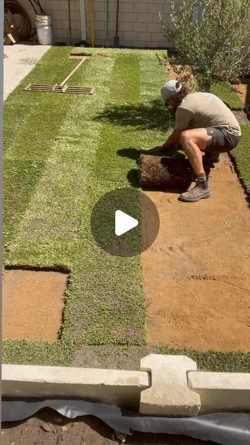 PERTH LANDSCAPER on Instagram: "Let’s lay some green stuff 🌿 Prior to the vid a full reticulation system was installed for the turf 💦 Soil prep was also done, 70mm of quality soil conditioner was cultivated in to the existing soil, let settle for a week then topped up with a 10-20mm of lawn mix for leveling, I’ll save that vid for another day 👍🏽 Planting is next on the list 🌿 . . #turf #lawn #landscaping #garden #newbuild #backyard #howto #buffalo #sirwalter #grass #lawnporn #lawncare #gardeninspiration" Installing Turf Lawn, Natural Grass Landscaping, How To Lay Turf On Dirt, Buffalo Grass Landscaping, Buffalo Grass Lawn, Lawn Ideas Landscaping, Pallet Gazebo Ideas, Turf Backyard Ideas, How To Lay Turf