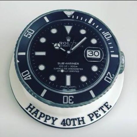 @tamscakesandcookies tagged us in this amazing 40th birthday cake. Thanks for sharing with us Tam its an awesome cake. But did the birthday boy get a real Rolex?. See the best Edible Image Designs posted daily at http://topperoo.com/edible-image-designs/ Watch Birthday Cake For Men, Rolex Birthday Cake, Rolex Cake For Men, Rolex Cake, Watch Cake, Dora Cartoon, Fashionista Cake, Birthday Cake For Boyfriend, Cake For Boyfriend