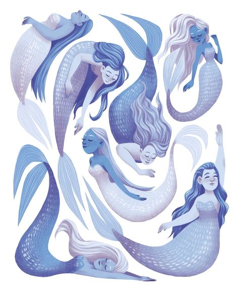 Alyssa Tallent on Instagram: “Happy last day of Mermay! Are you guys sick of mermaids yet? Hope not, because here are seven more for your feed! Which do you like better,…” Art Vampire, Dengeki Daisy, Mermaid Artwork, Mermaid Illustration, Mermaid Drawings, Mermaid Pictures, Samurai Tattoo, Mermaids And Mermen, Vampire Knight