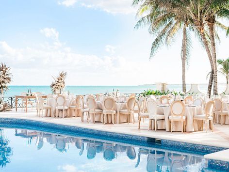 Caroline & Adam | Beach Wedding Florist Riviera Maya | Cherry Blossom Dreamy Wedding Reception, Adam Beach, Jungle Wedding, Greenery Garland, Wedding Reception Tables, Wedding Arrangements, Save For Later, Dreamy Wedding, Tropical Vibes