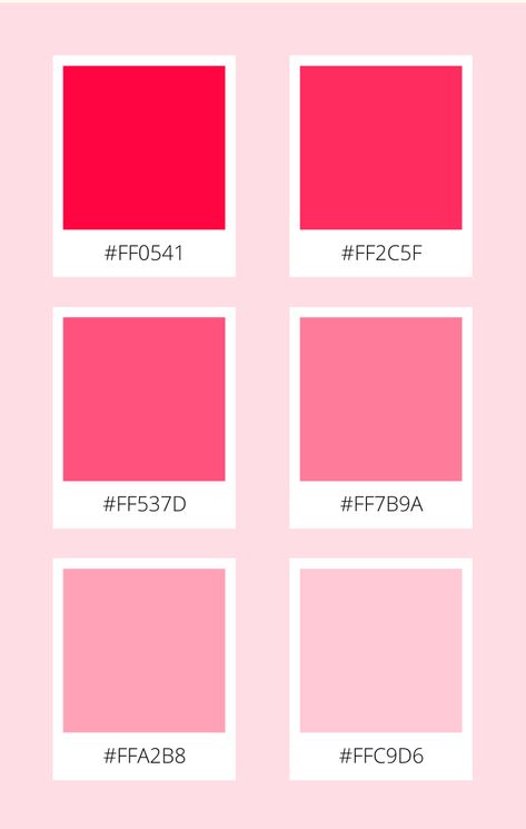 Paleta de color 5 Pink To Red Color Palette, Love Core Color Palette, Eclectic Wedding Color Palette, Pink Room Color Palette, Barbie Pink Color Palette, Pink Red Palette, Pink And Red Palette, Pink Color Palette Hex Codes, Bright Pink Color Palette