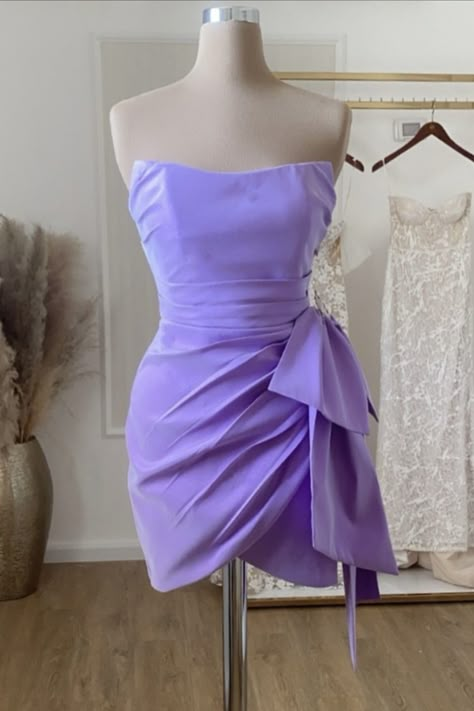 Lavender Hoco Dress Purple Bday Dress Ideas, Satin Hoco Dress Short, Light Purple Hoco Dresses Short, Homecoming Purple Dress, Tangled Homecoming Dress, Purple Dresses Short, Purple Hoco Dresses Short, Purple Satin Dress Short, Lavender Mini Dress