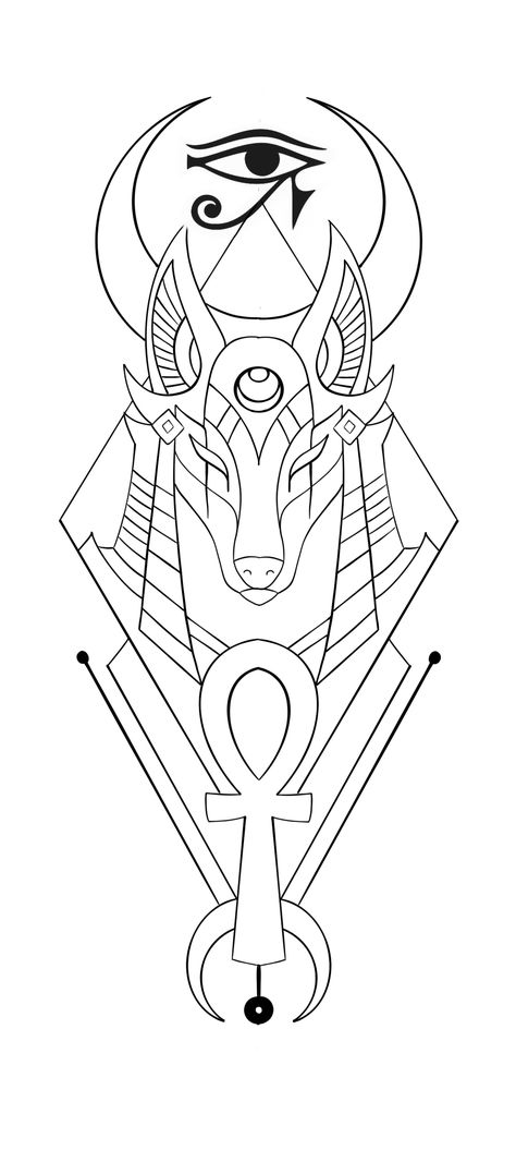 Egyptian Tattoo Sketch, Hasma Tattoo Drawing, Egyptian Pharaohs Drawing, Egyptian Tattoo Outline, Viking Tattoos Stencil, Egyptian Drawings Easy, Anubis Tattoo Stencil Outline, Anubis Drawing Egyptian Art, Geometric Egyptian Tattoo