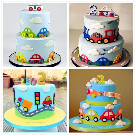 Tayo Birthday Theme, Transportation Cakes For Boys, Transport Theme Birthday Decor, Vehicle Theme Cake, Truck Cakes For Boys, Vehicle Themed Birthday Party, Transportation Cake, Vehicle Cake, Γενέθλια Mickey Mouse