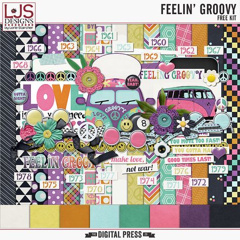 Free Digital Scrapbooking Kits Downloads, Free Digital Scrapbooking Elements, Digi Scrap Freebies, Free Digital Scrapbooking Kits, Scrapbook Studio, Scrapbook Kits Free, Scrapbook Box, Feeling Groovy, Scrapbooking Freebies